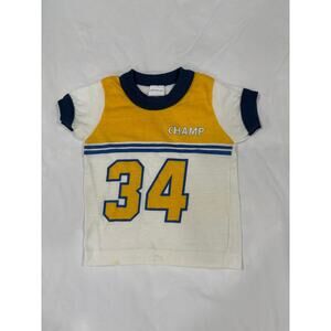 Vintage Ringer Tee Boys 34 Football Shirt Blue Richfield Size 3T